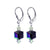 Handmade 925 Sterling Silver Leverback Drop Earrings with Faceted Cube and Bicone Austrian Crystals