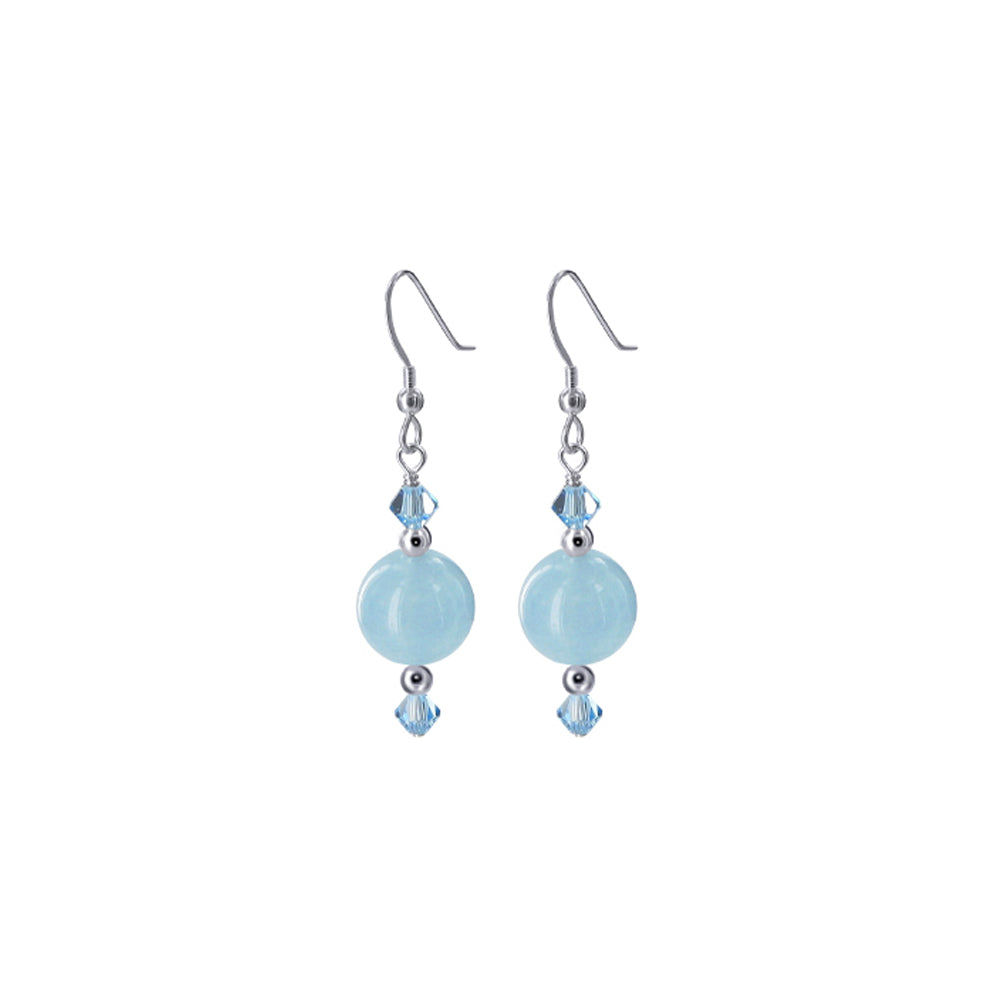 Handmade .925 Sterling Silver Drop Earrings with Agate and Austrian Crystals