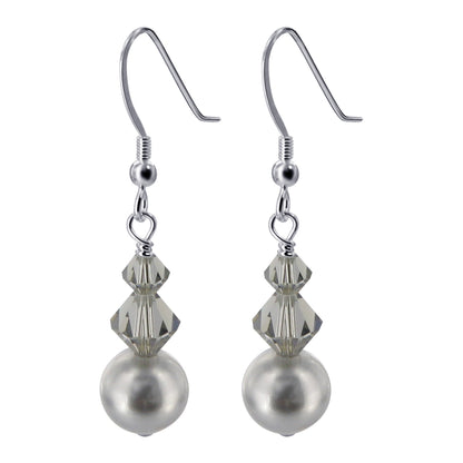 925 Silver Earrings with Crystals & Simulated Pearl Elegant Jewelry for Everyday Wear