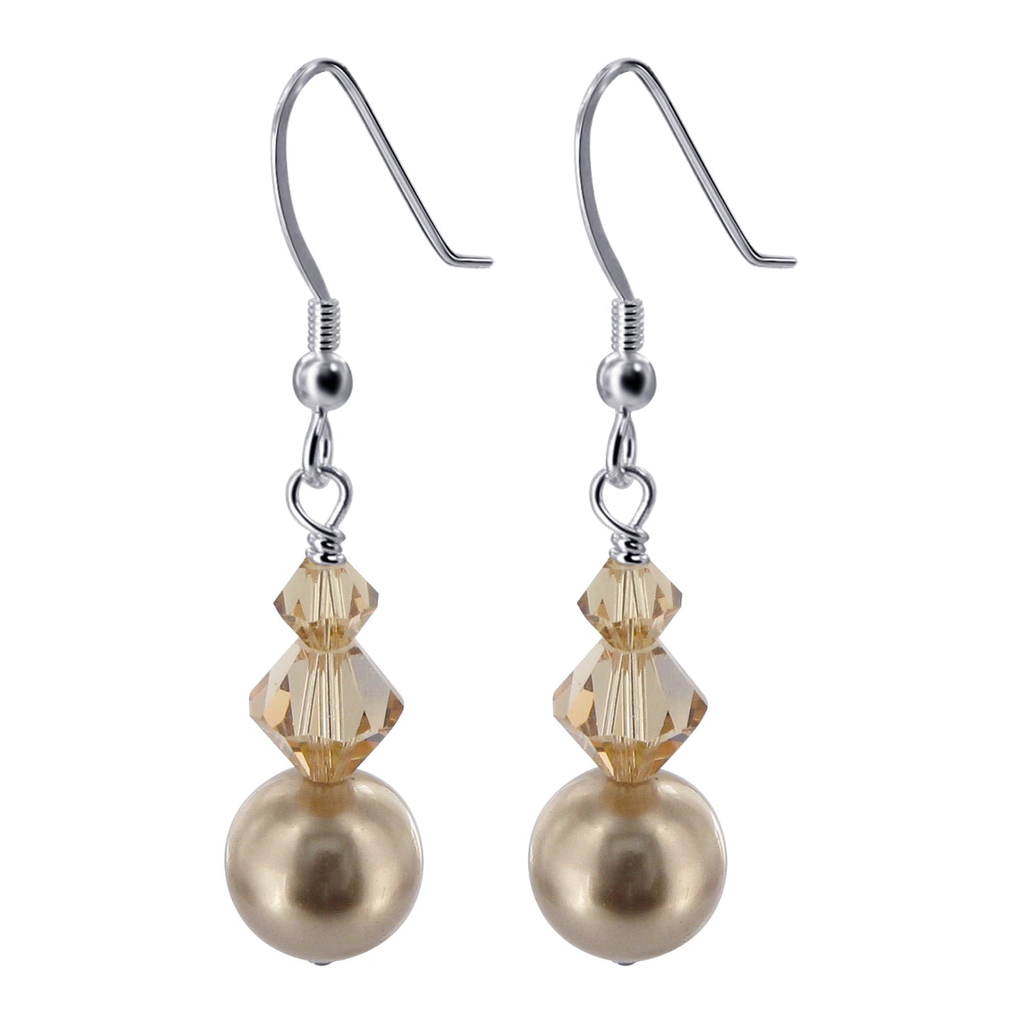 925 Silver Earrings with Crystals & Simulated Pearl Elegant Jewelry for Everyday Wear