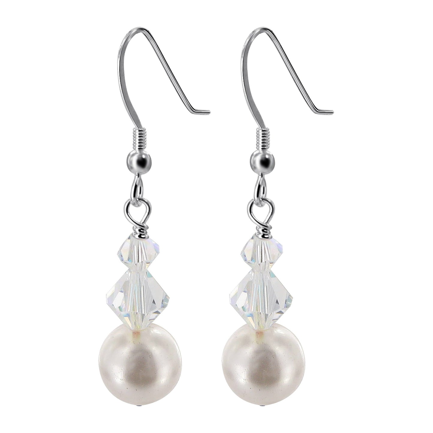 925 Silver Earrings with Crystals & Simulated Pearl Elegant Jewelry for Everyday Wear