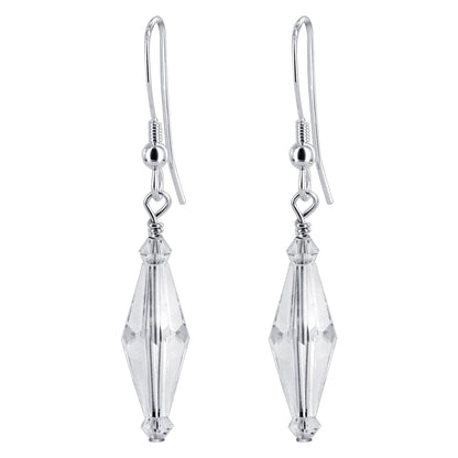 Handmade 925 Sterling Silver Drop Earrings with Polygon Shape Austrian Crystals Elegant Jewelry for Women, Gifts & Special Occasions
