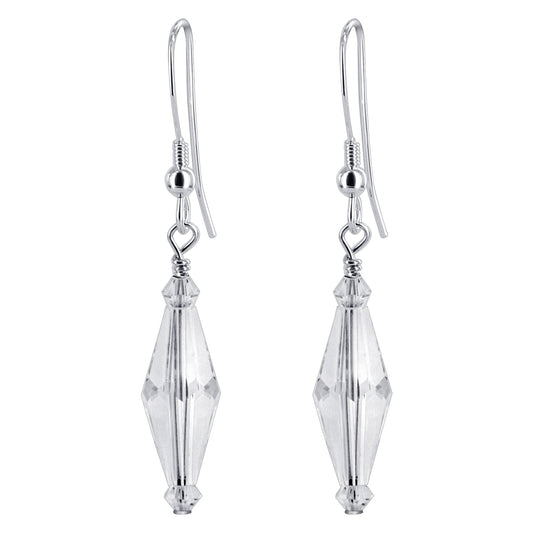 Handmade 925 Sterling Silver Drop Earrings with Polygon Shape Austrian Crystals