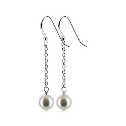 .925 Sterling Silver Handmade Dangle Earrings with Faux Pearl