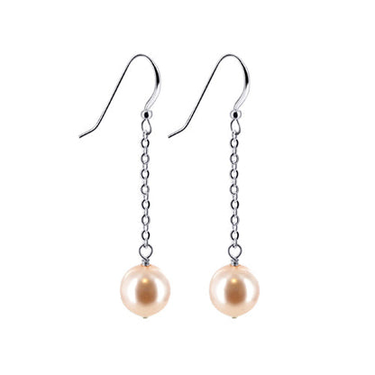 .925 Sterling Silver Handmade Dangle Earrings with Faux Pearl