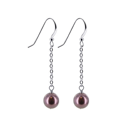 .925 Sterling Silver Handmade Dangle Earrings with Faux Pearl