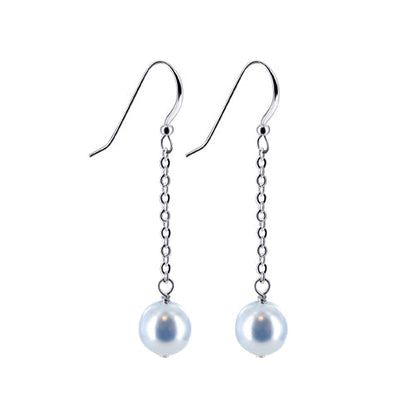 .925 Sterling Silver Handmade Dangle Earrings with Faux Pearl