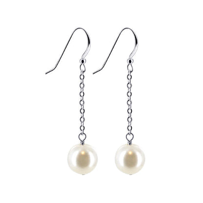 .925 Sterling Silver Handmade Dangle Earrings with Faux Pearl