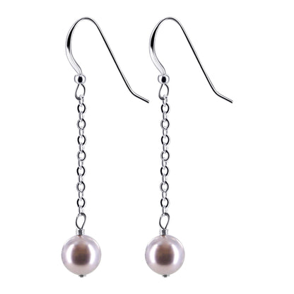 .925 Sterling Silver Handmade Dangle Earrings with Faux Pearl