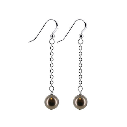 .925 Sterling Silver Handmade Dangle Earrings with Faux Pearl