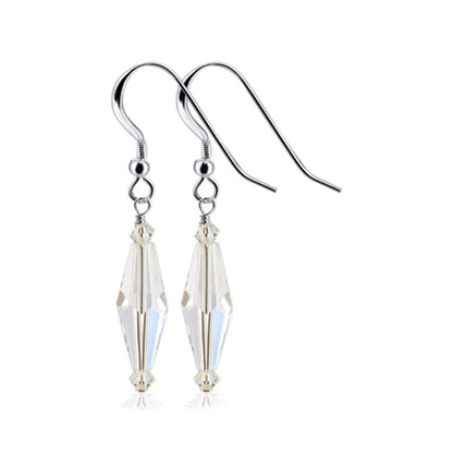 .925 Sterling Silver Drop Earrings with Austrian Crystals Sparkling Elegant Look