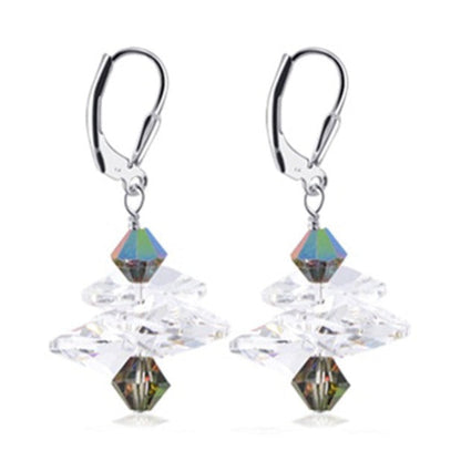 Vitrail Austrian Crystals Sterling Silver Leverback Drop Earrings
