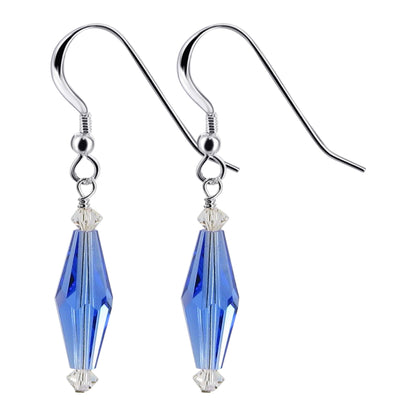 .925 Sterling Silver Drop Earrings with Austrian Crystals Sparkling Elegant Look