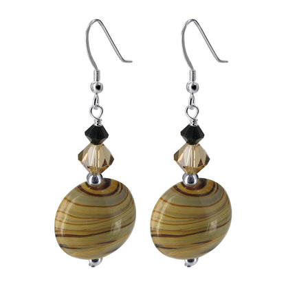 Blown Glass Austrian Crystals 925 Sterling Silver Drop Earrings - Gem Avenue