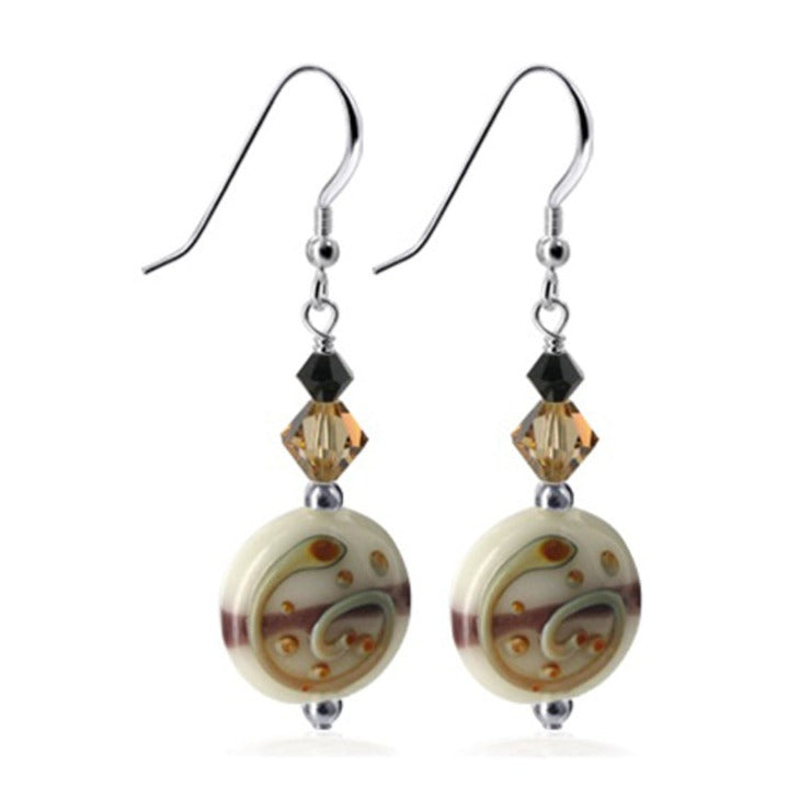 Blown Glass with Austrian Crystals 925 Sterling Silver Drop Earrings - Gem Avenue