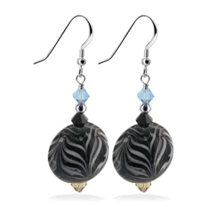 Black Austrian Crystals 925 Sterling Silver Handmade Drop Earrings - Gem Avenue