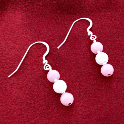 .925 Sterling Silver with Cat Eye Beads Earrings