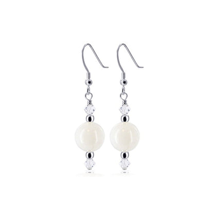 Handmade .925 Sterling Silver Drop Earrings with Agate and Austrian Crystals