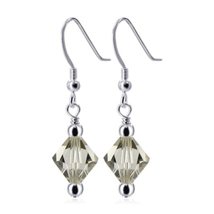 Black Austrian Crystals 925 Sterling Silver Handmade Drop Earrings - Gem Avenue