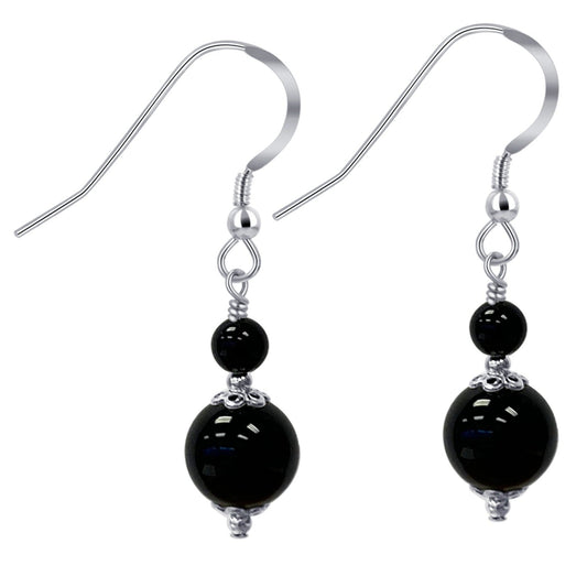Black Onyx Austrian Crystals 925 Sterling Silver Drop Earrings - Gem Avenue