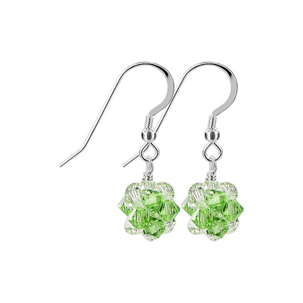 Handmade 925 Sterling Silver Drop Earrings with Ball Shaped Austrian Crystals