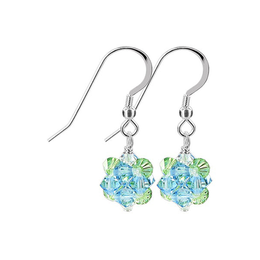 Handmade 925 Sterling Silver Drop Earrings with Ball Shaped Austrian Crystals