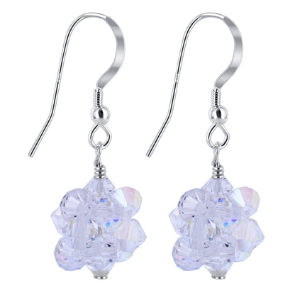 925 Sterling Silver Ball Drop Earrings with Austrian Crystals Handmade Gift for Her