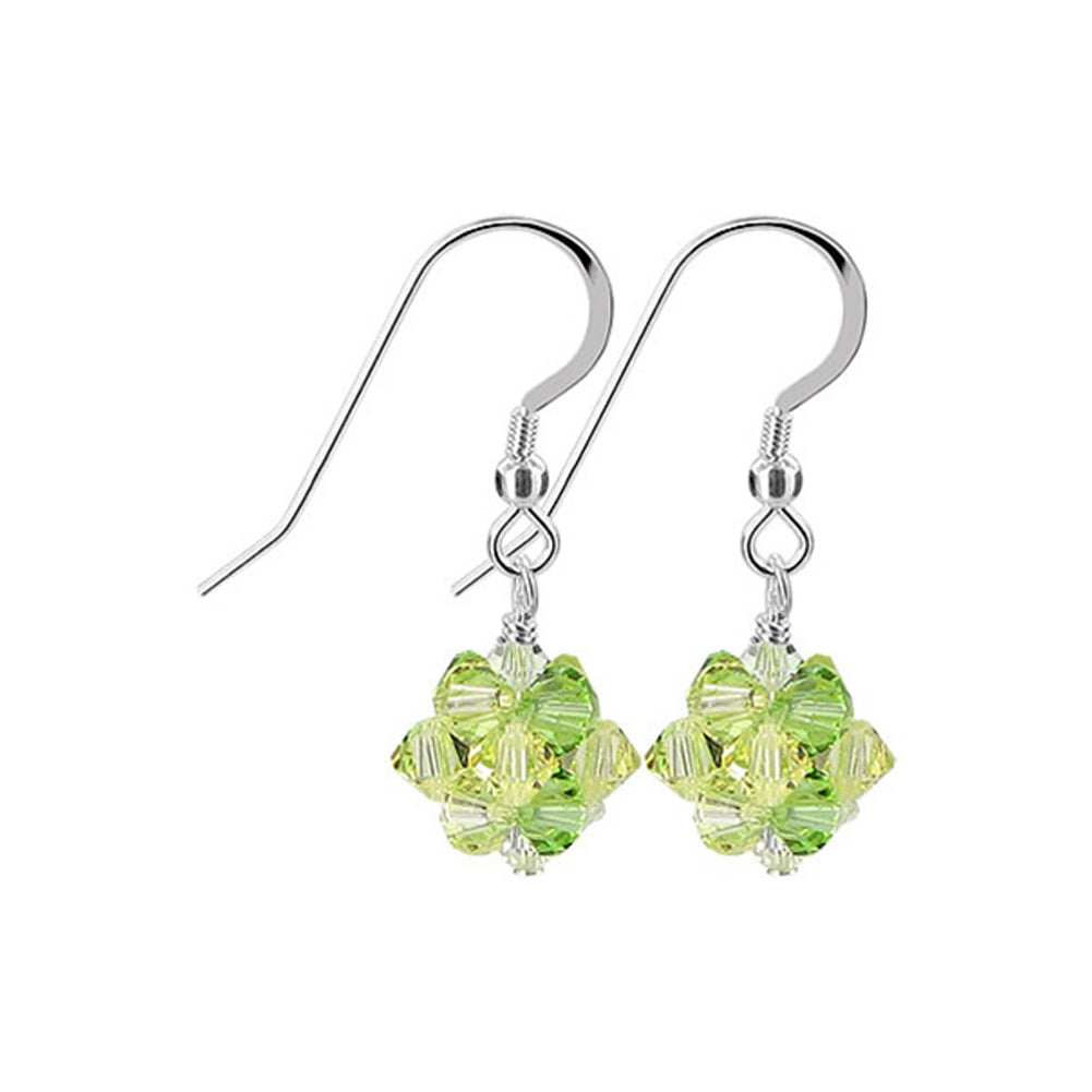 Handmade 925 Sterling Silver Drop Earrings with Ball Shaped Austrian Crystals