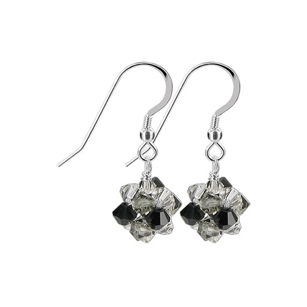 Handmade 925 Sterling Silver Drop Earrings with Ball Shaped Austrian Crystals