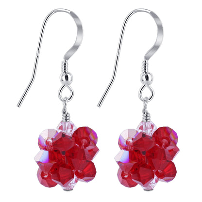 925 Sterling Silver Ball Drop Earrings with Austrian Crystals Handmade Gift for Her