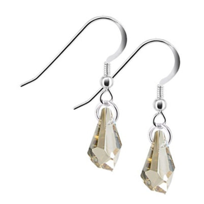 Polygon Yellow Austrian Crystals 925 Sterling Silver Drop Earrings - Gem Avenue