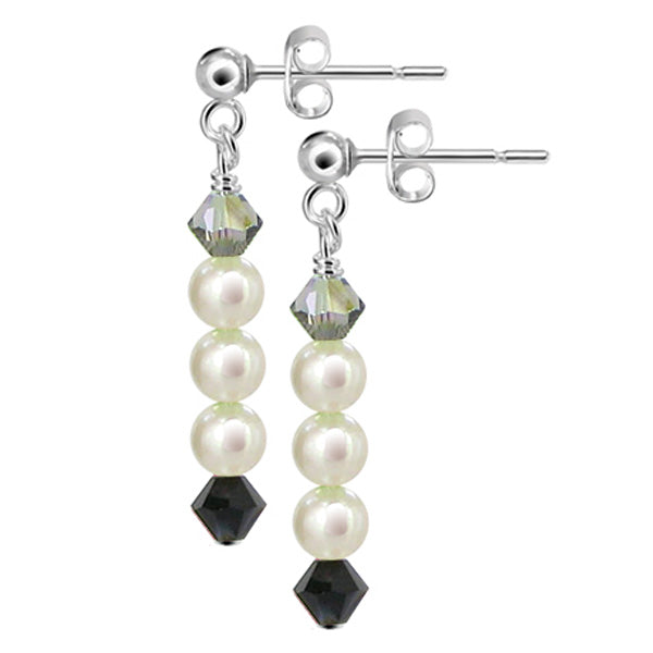 .925 Silver Drop Earrings with Freshwater Pearl and Austrian Crystals