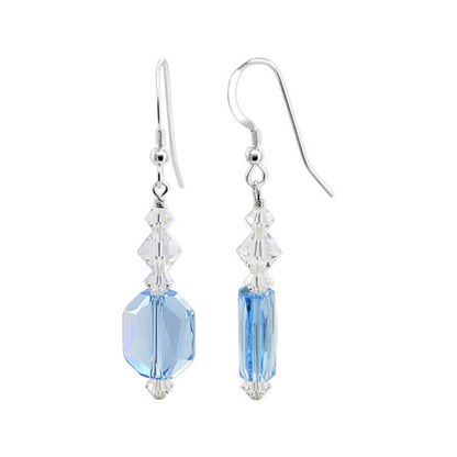 .925 Sterling Silver Drop Earrings with Multifaceted Austrian Crystals
