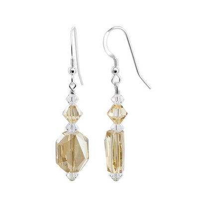 .925 Sterling Silver Drop Earrings with Multifaceted Austrian Crystals