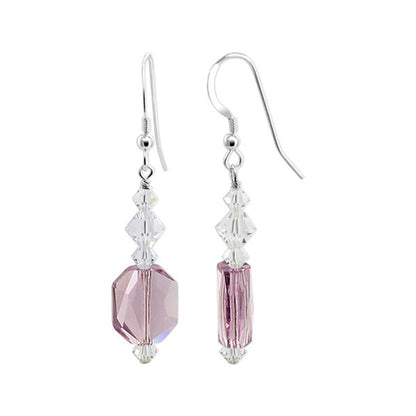 .925 Sterling Silver Drop Earrings with Multifaceted Austrian Crystals