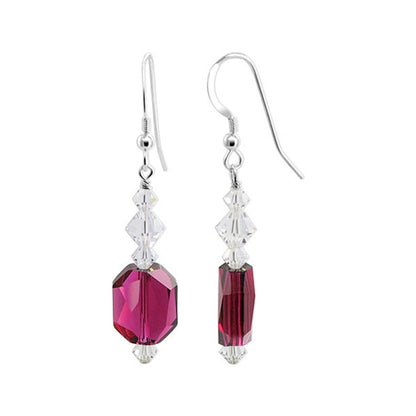.925 Sterling Silver Drop Earrings with Multifaceted Austrian Crystals