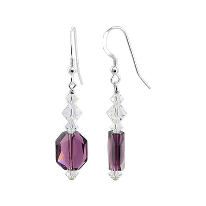 .925 Sterling Silver Drop Earrings with Multifaceted Austrian Crystals