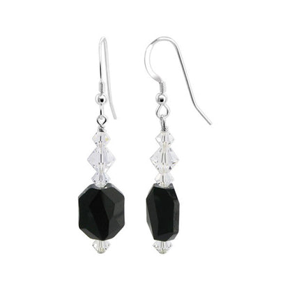 .925 Sterling Silver Drop Earrings with Multifaceted Austrian Crystals