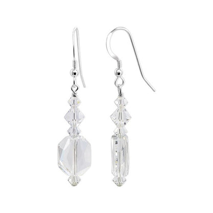 .925 Sterling Silver Drop Earrings with Multifaceted Austrian Crystals