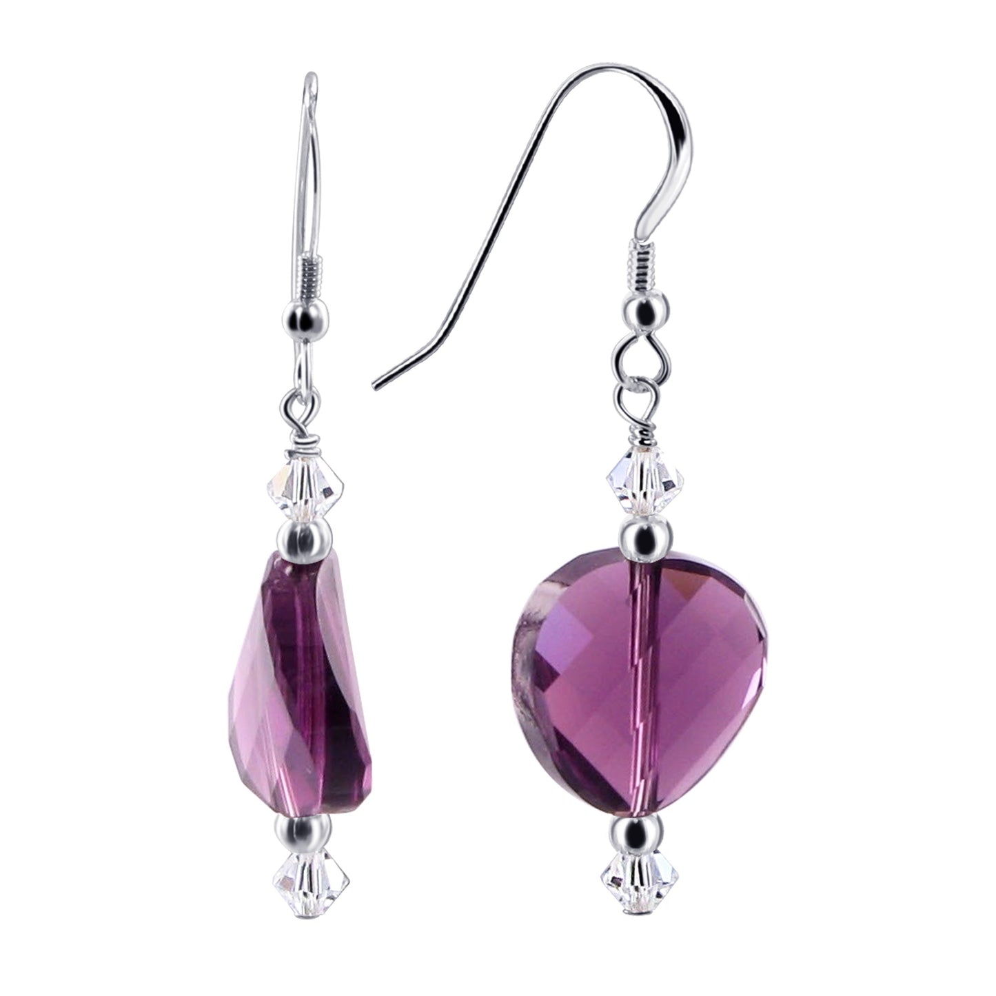 925 Sterling Silver Dangle Earrings with Austrian Crystals and French Wire