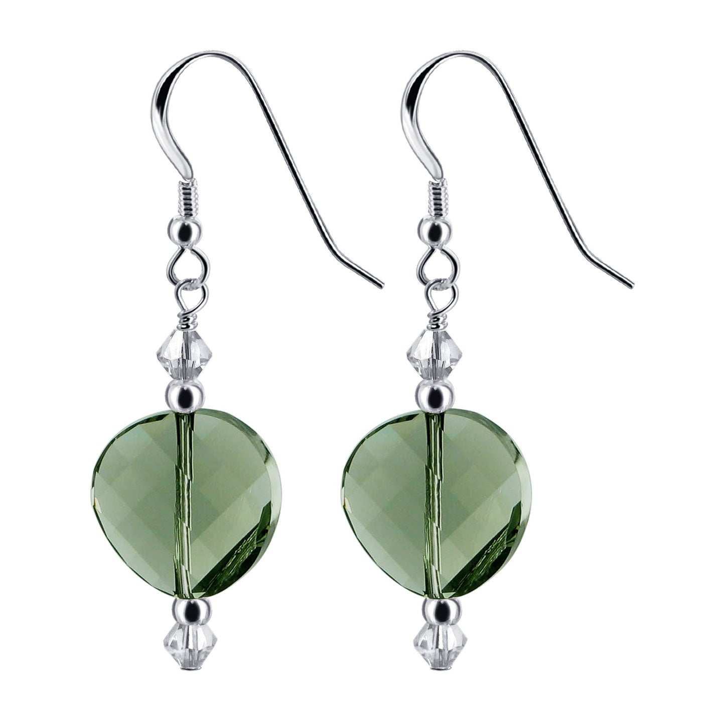 925 Sterling Silver Dangle Earrings with Austrian Crystals and French Wire