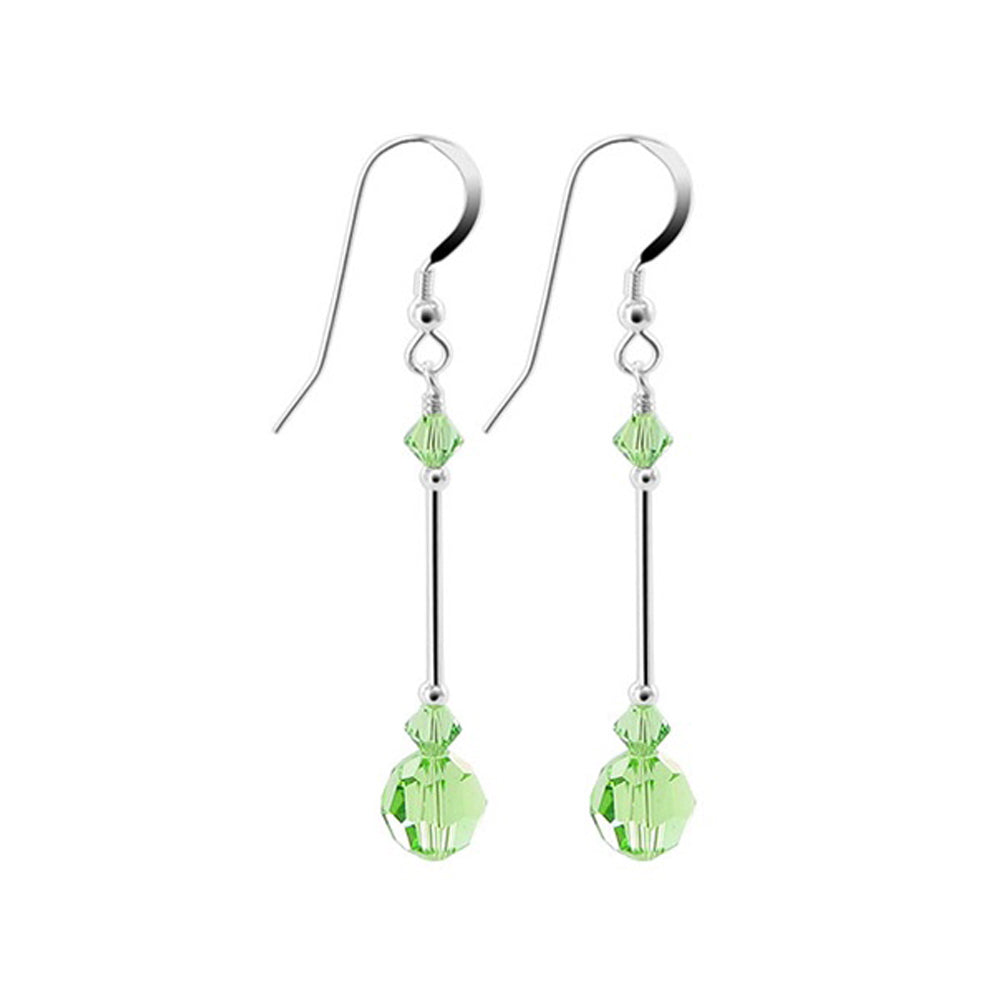 .925 Sterling Silver Dangle Earrings with Round and Bicone Austrian Crystals