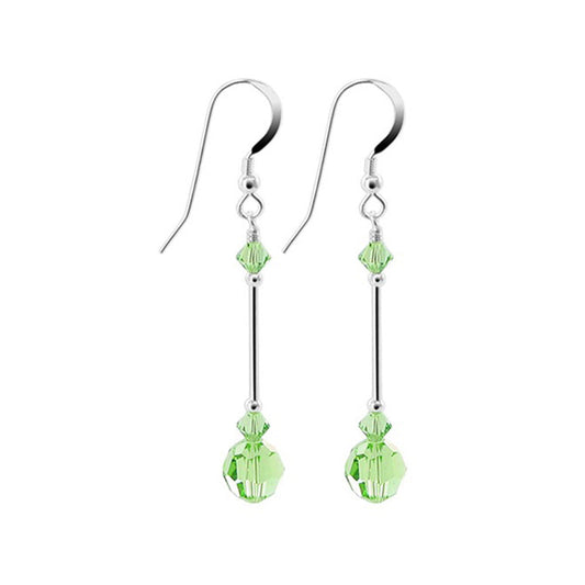 .925 Sterling Silver Dangle Earrings with Round and Bicone Austrian Crystals