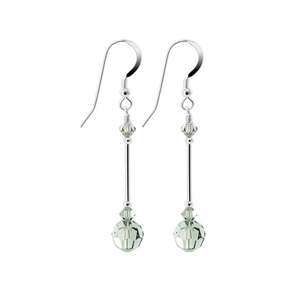 .925 Sterling Silver Dangle Earrings with Round and Bicone Austrian Crystals