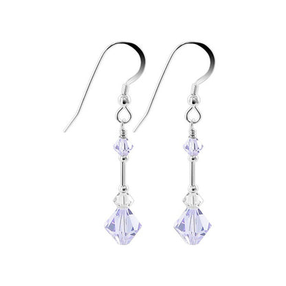 .925 Sterling Silver Dangle Earrings with Austrian Crystal Bicones and French Wire