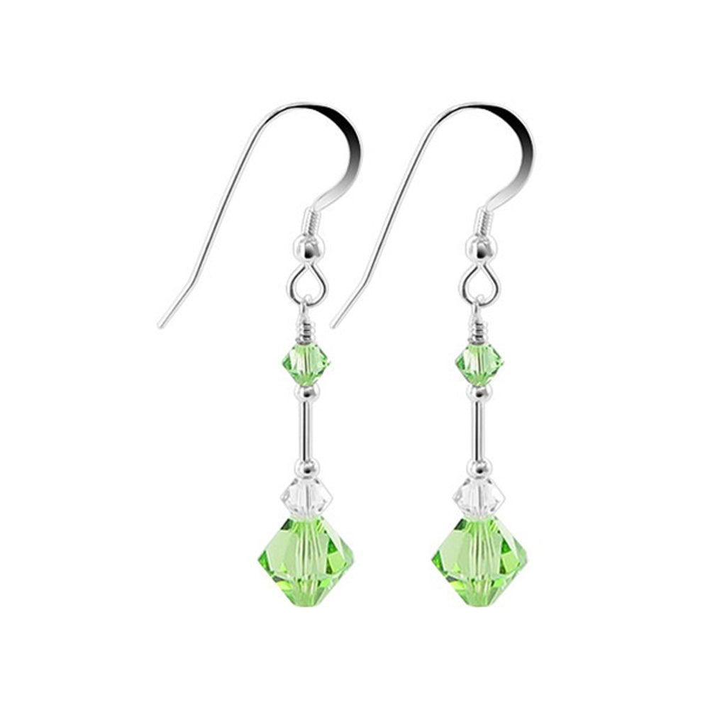 .925 Sterling Silver Dangle Earrings with Austrian Crystal Bicones and French Wire