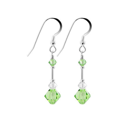 .925 Sterling Silver Dangle Earrings with Austrian Crystal Bicones and French Wire