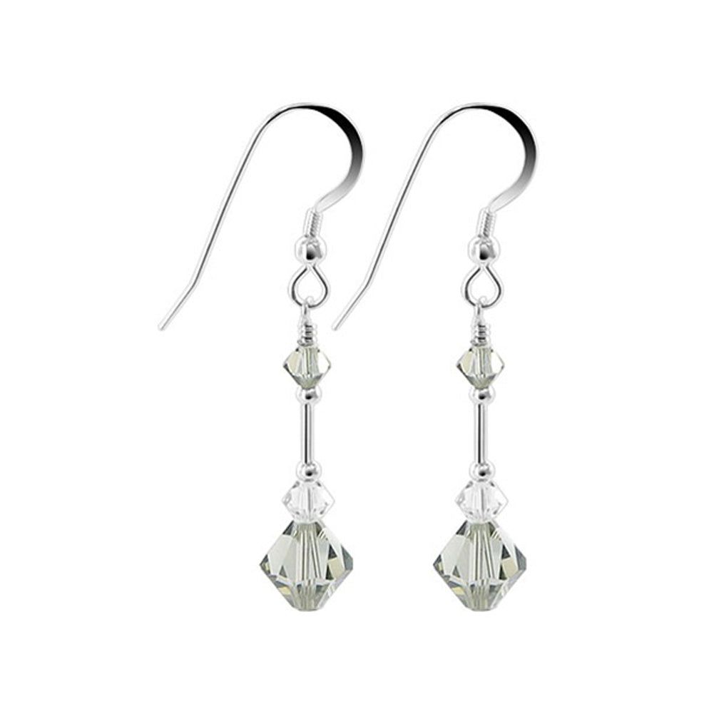 .925 Sterling Silver Dangle Earrings with Austrian Crystal Bicones and French Wire