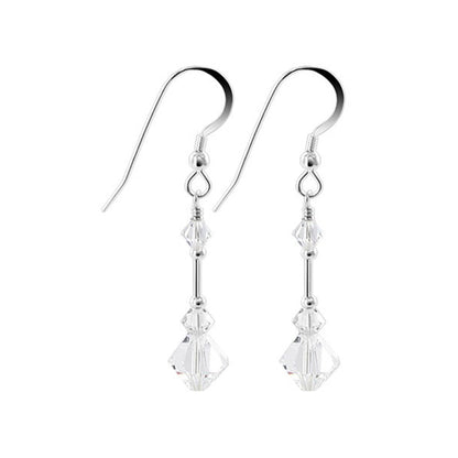 .925 Sterling Silver Dangle Earrings with Austrian Crystal Bicones and French Wire