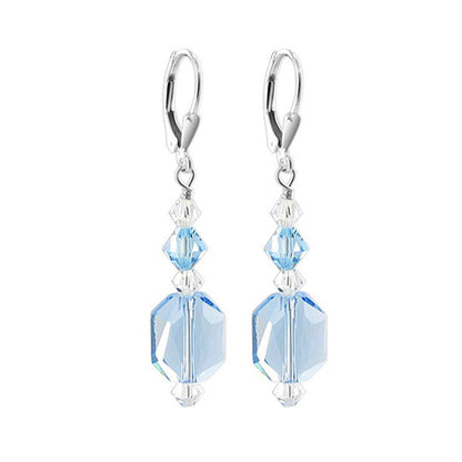 Handmade 925 Sterling Silver Austrian Crystal Dangle Earrings